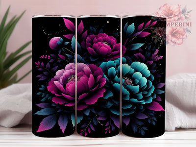 Neon Glow Floral Tumbler, Dark Glow Floral Tumbler, Stylish 20oz Wrap, Sublimation Design, Trendy Gift Idea, Hot Pink Glow Wrap, Botanical Neon Tumbler Sublimation Li Zamperini 