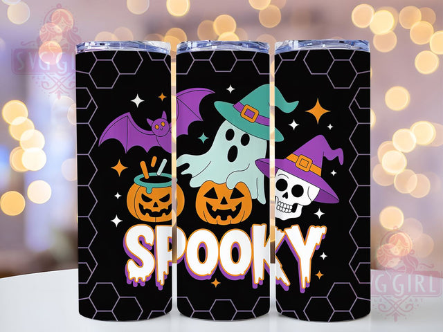 Neon Glow Ghost Witch Cauldron Tumbler, Glow Ghosts Wrap, Candy Cauldron Sublimation, Witch Skull Drinkware, Spooky Neon Cup, Haunted Glow Tumbler, Creepy Halloween Design Sublimation SvggirlplusArt 