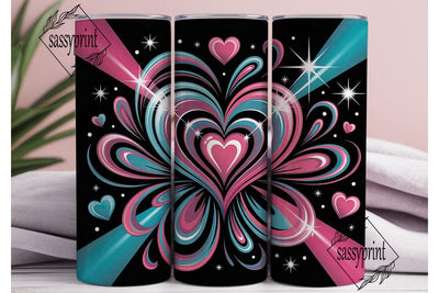 Neon Glow Heart Burst 20oz Tumbler Wrap Sublimation sassyprint 