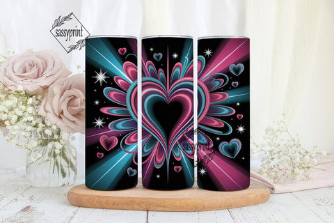 Neon Glow Heart Burst 20oz Tumbler Wrap Sublimation sassyprint 
