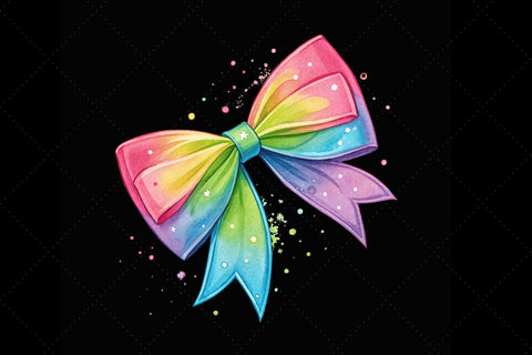 Neon Glow Rainbow Coquette Bow Clipart, neon rainbow bow, glowing coquette bow, vibrant bow design, rainbow clipart art, digital bow design, neon glow design, glowing bow art Sublimation FloridPrintables 