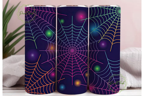 Neon Glow Spider Web 20oz Tumbler Wrap Sublimation PixelChick 