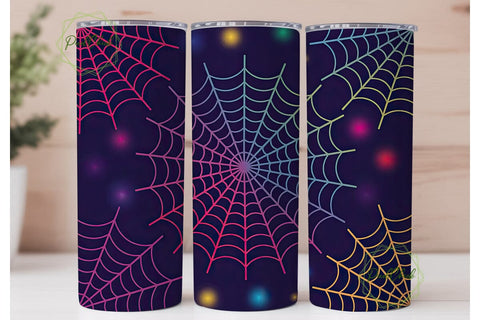 Neon Glow Spider Web 20oz Tumbler Wrap Sublimation PixelChick 