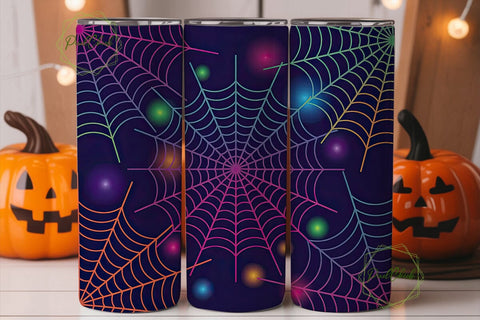Neon Glow Spider Web 20oz Tumbler Wrap Sublimation PixelChick 