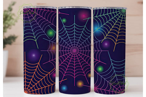 Neon Glow Spider Web 20oz Tumbler Wrap Sublimation PixelChick 