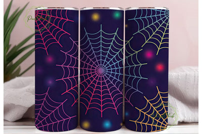 Neon Glow Spider Web 20oz Tumbler Wrap Sublimation PixelChick 