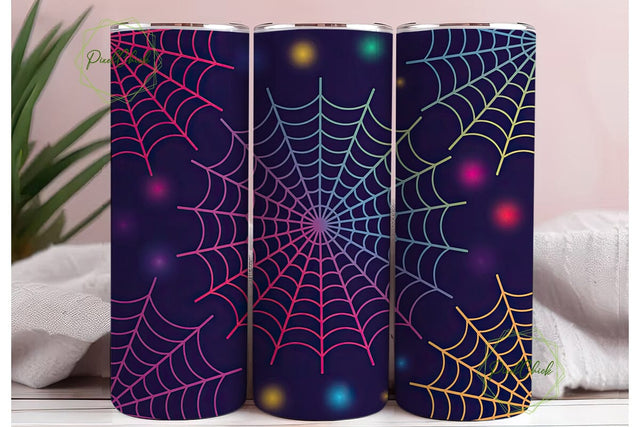 Neon Glow Spider Web 20oz Tumbler Wrap Sublimation PixelChick 