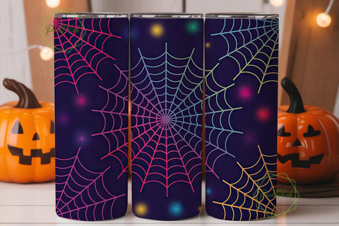 Neon Glow Spider Web 20oz Tumbler Wrap Sublimation PixelChick 