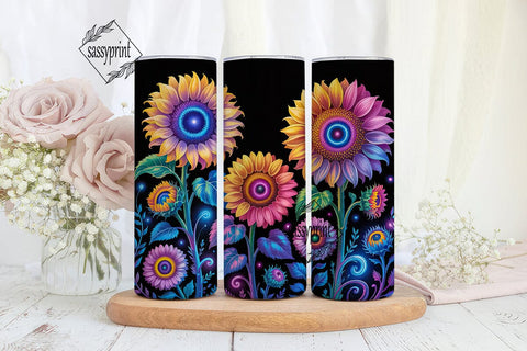 Neon Glow Sunflower 20oz Tumbler Wrap Sublimation sassyprint 