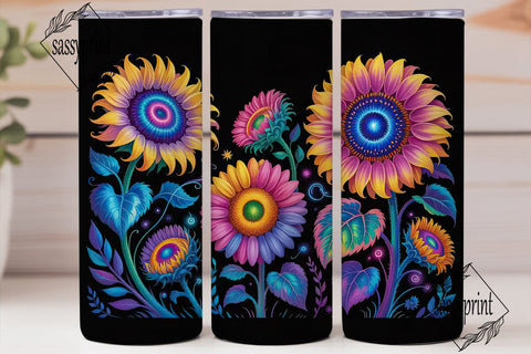 Neon Glow Sunflower 20oz Tumbler Wrap Sublimation sassyprint 