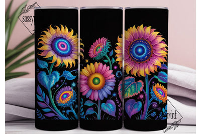 Neon Glow Sunflower 20oz Tumbler Wrap Sublimation sassyprint 