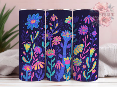 Neon Glow Wildflower Tumbler, Glow Floral Tumbler, Stylish 20oz Wrap, Sublimation Design, Trendy Gift Idea, Bright Neon Wrap, Botanical Wildflower Tumbler Sublimation Li Zamperini 