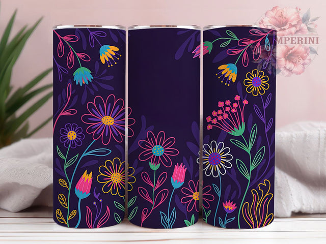 Neon Glow Wildflower Tumbler, Glow Floral Tumbler, Stylish 20oz Wrap, Sublimation Design, Trendy Gift Idea, Bright Neon Wrap, Botanical Wildflower Tumbler Sublimation Li Zamperini 