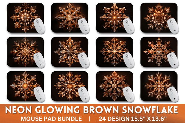Neon Glowing Brown Snowflake Mouse Pad Sublimation Regulrcrative 