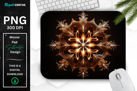 Neon Glowing Brown Snowflake Mouse Pad Sublimation Regulrcrative 
