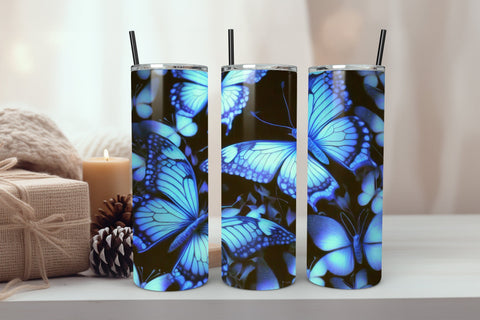 Neon Glowing Butterfly Tumbler 20oz Skinny Tumbler Sublimation Creativeart88 