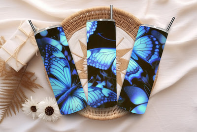Neon Glowing Butterfly Tumbler 20oz Skinny Tumbler Sublimation Creativeart88 