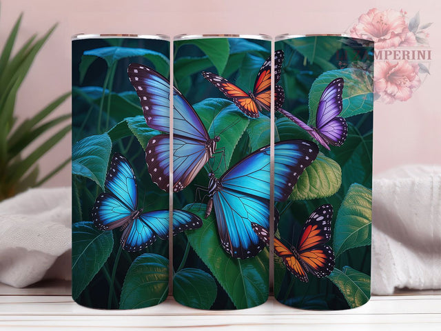 Neon Glowing Butterfly Tumbler, Vibrant Butterfly Tumbler, Glowing Butterfly Wrap, Whimsical Neon Wrap, Artistic Glow Wrap, Sublimation Design, Trendy Gift Idea Sublimation Li Zamperini 