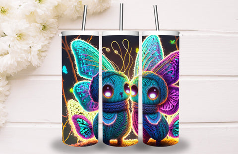 Neon Glowing Cat Tumbler 20oz Skinny Tumbler Sublimation Creativeart88 