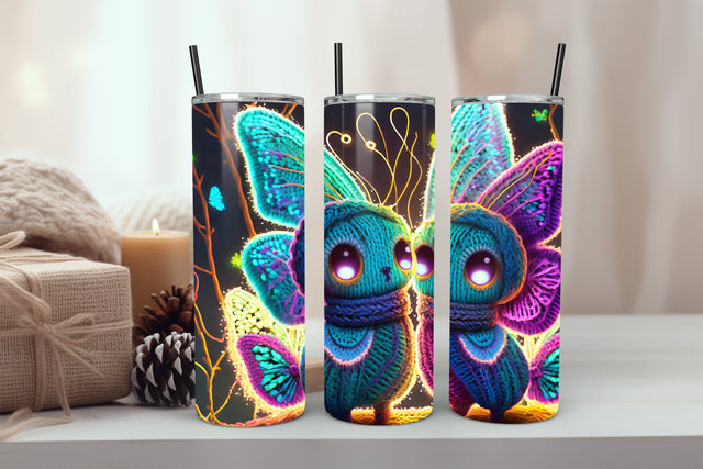 Neon Glowing Cat Tumbler 20oz Skinny Tumbler Sublimation Creativeart88 