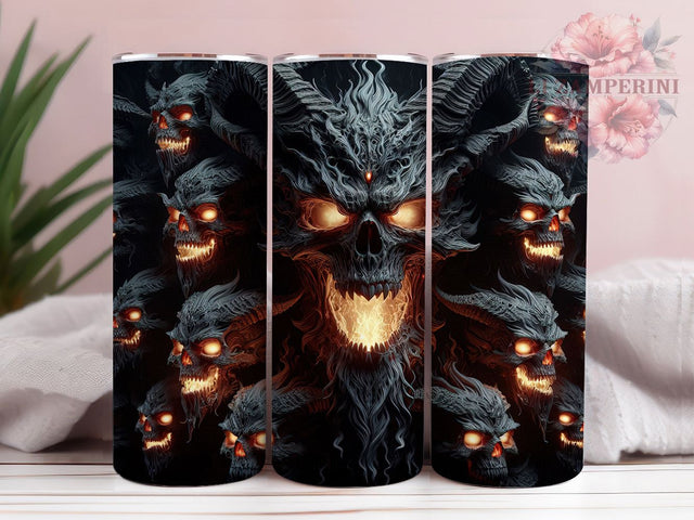 Neon Glowing Dark Fantasy Demon Tumbler, Neon Demon Wrap, 20oz Tumbler Sublimation, Dark Fantasy Demon Design, Fiery Demon Art, Mythical Creature Tumbler, Horror Demon Wrap Sublimation Li Zamperini 