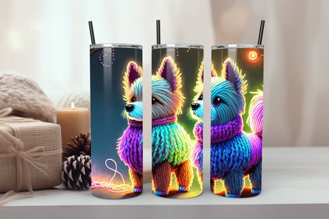 Neon Glowing Dog Tumbler 20oz Skinny Tumbler Sublimation Creativeart88 