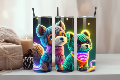Neon Glowing Dog Tumbler 20oz Skinny Tumbler Sublimation Creativeart88 