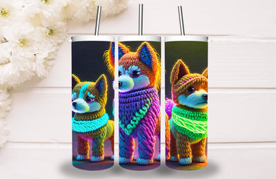Neon Glowing Dog Tumbler 20oz Skinny Tumbler Sublimation Creativeart88 
