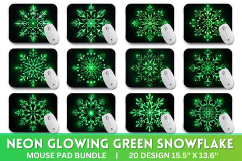 Neon Glowing Green Snowflake Mouse Pad Sublimation Regulrcrative 