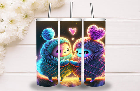 Neon Glowing Love Tumbler 20oz Skinny Tumbler Sublimation Creativeart88 