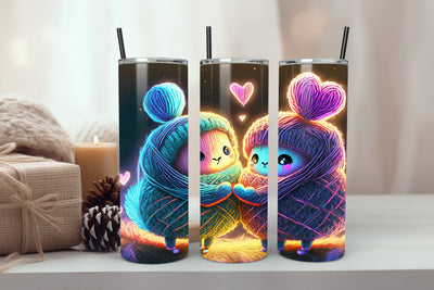 Neon Glowing Love Tumbler 20oz Skinny Tumbler Sublimation Creativeart88 
