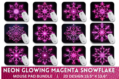 Neon Glowing Magenta Snowflake Mouse Pad Sublimation Regulrcrative 