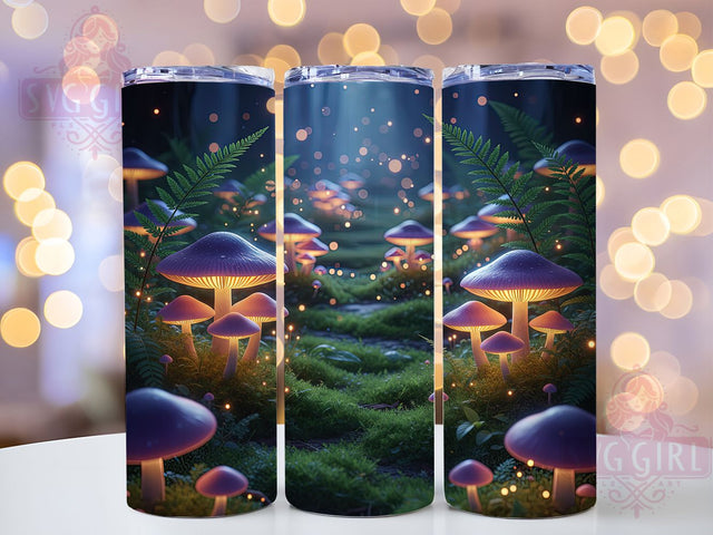 Neon Glowing Mushroom Trippy Tumbler, Glowing Wrap, Psychedelic Tumbler, 20Oz Tumbler, Sublimation Design, Trippy Fantasy, Colorful Art Sublimation SvggirlplusArt 