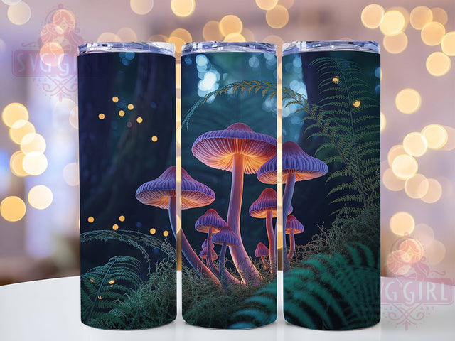 Neon Glowing Mushroom Trippy Tumbler, Glowing Wrap, Psychedelic Tumbler, 20Oz Tumbler, Sublimation Design, Trippy Fantasy, Colorful Art Sublimation SvggirlplusArt 