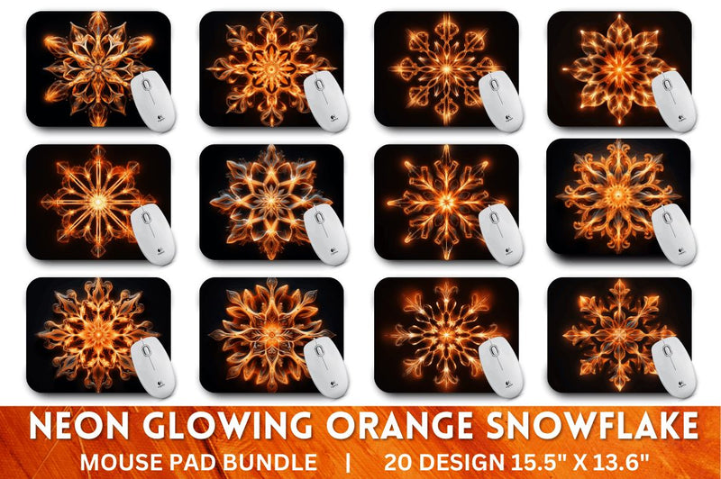 Neon Glowing Orange Snowflake Mouse Pad Sublimation Regulrcrative 