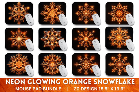 Neon Glowing Orange Snowflake Mouse Pad Sublimation Regulrcrative 