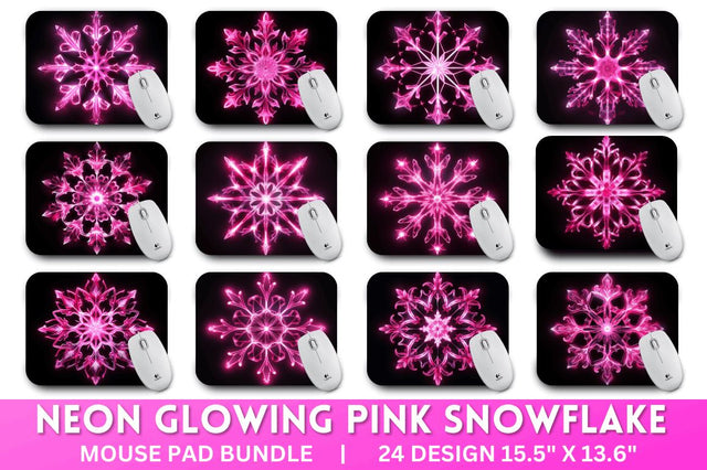 Neon Glowing Pink Snowflake Mouse Pad Sublimation Regulrcrative 
