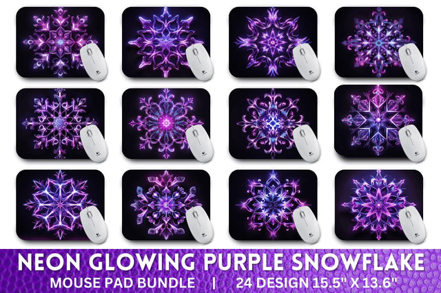 Neon Glowing Purple Snowflake Mouse Pad Sublimation Regulrcrative 