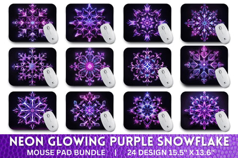 Neon Glowing Purple Snowflake Mouse Pad Sublimation Regulrcrative 