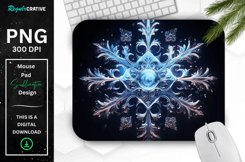 Neon Glowing Silver Snowflake Mouse Pad Sublimation Regulrcrative 