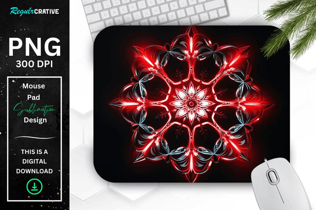 Neon Glowing Snowflake Mouse Pad Sublimation Regulrcrative 