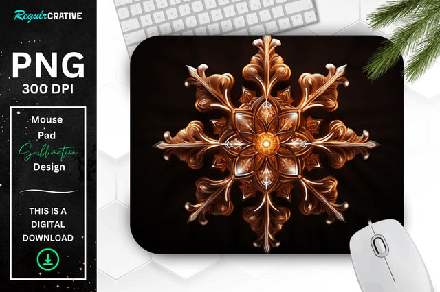 Neon Glowing Snowflake Mouse Pad Sublimation Regulrcrative 