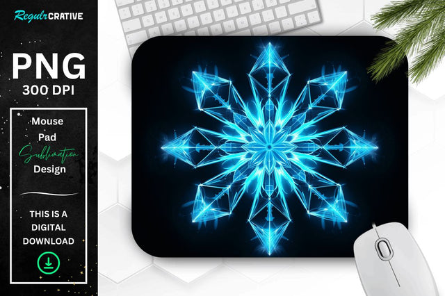 Neon Glowing Snowflake Mouse Pad Sublimation Regulrcrative 