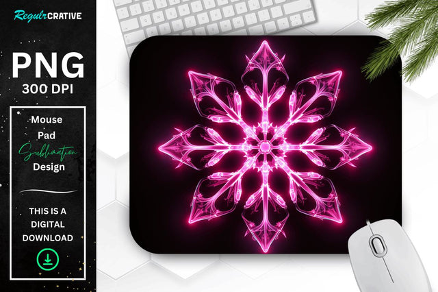 Neon Glowing Snowflake Mouse Pad Sublimation Regulrcrative 