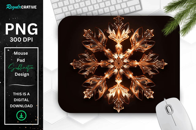 Neon Glowing Snowflake Mouse Pad Sublimation Regulrcrative 