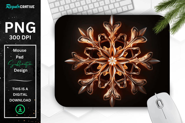 Neon Glowing Snowflake Mouse Pad Sublimation Regulrcrative 