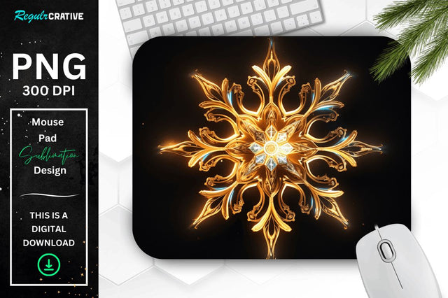 Neon Glowing Snowflake Mouse Pad Sublimation Regulrcrative 