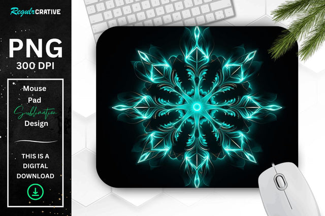Neon Glowing Snowflake Mouse Pad Sublimation Regulrcrative 