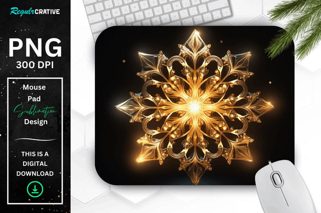 Neon Glowing Snowflake Mouse Pad Sublimation Regulrcrative 