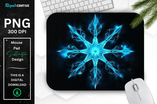 Neon Glowing Snowflake Mouse Pad Sublimation Regulrcrative 